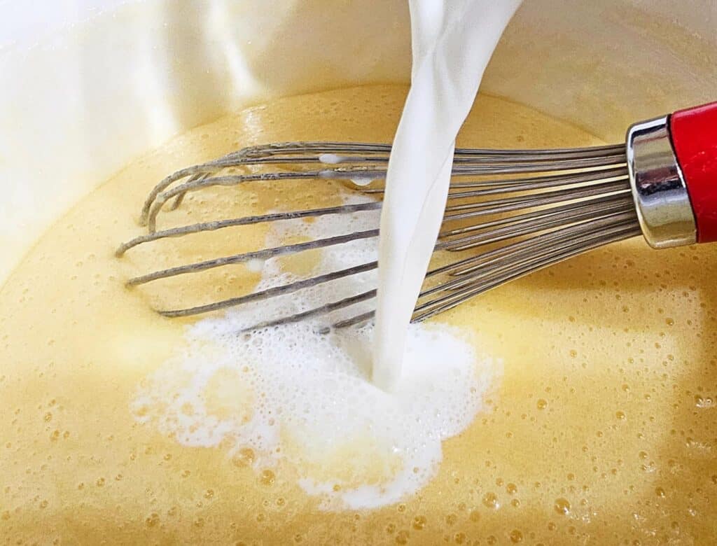 adding whole milk to batter