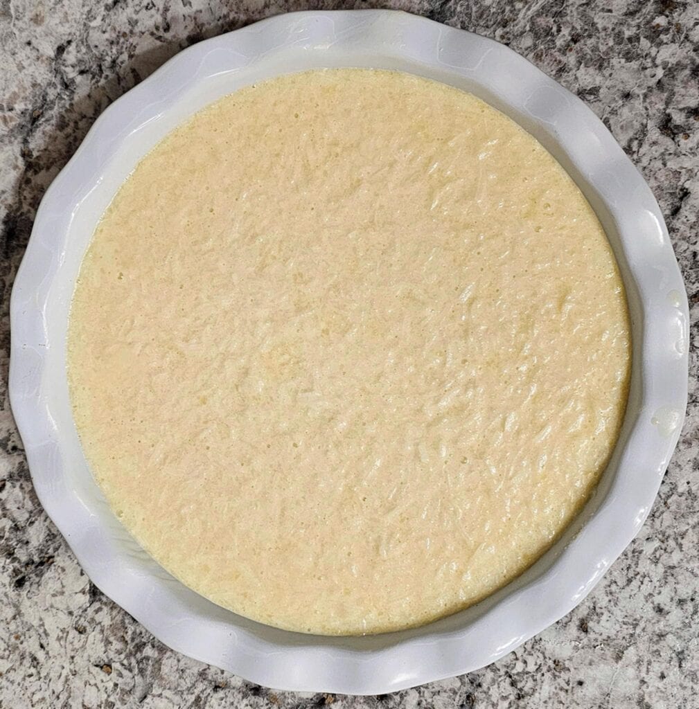 batter in pan getting read to bake