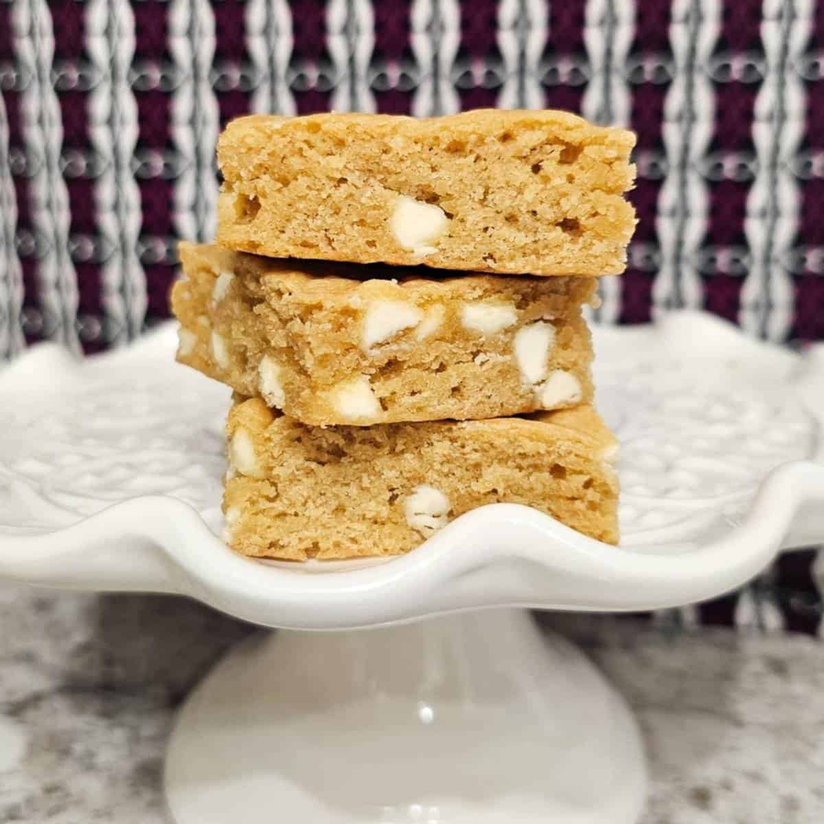 Blondies sitting on a vintage serving platter