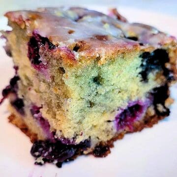 blueberry breakfast cake with lemon glaze