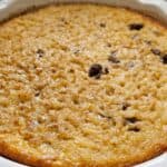 Rice custard in a pie dish