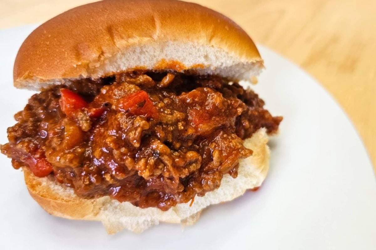 Old Fashioned Heinz Ketchup Sloppy Joe Recipe on a white glass plate