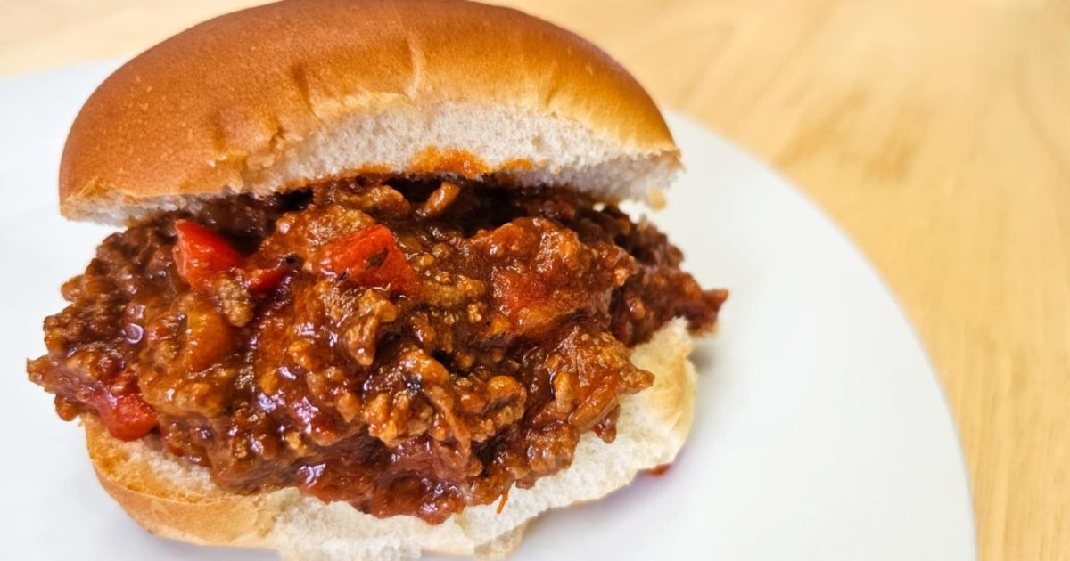 sloppy joes on a white plan in a bun