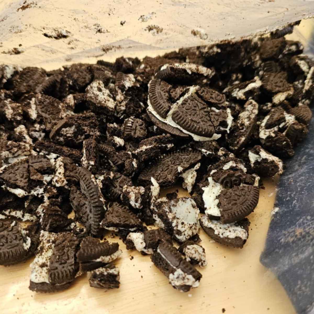Oreos smashed in a baggie