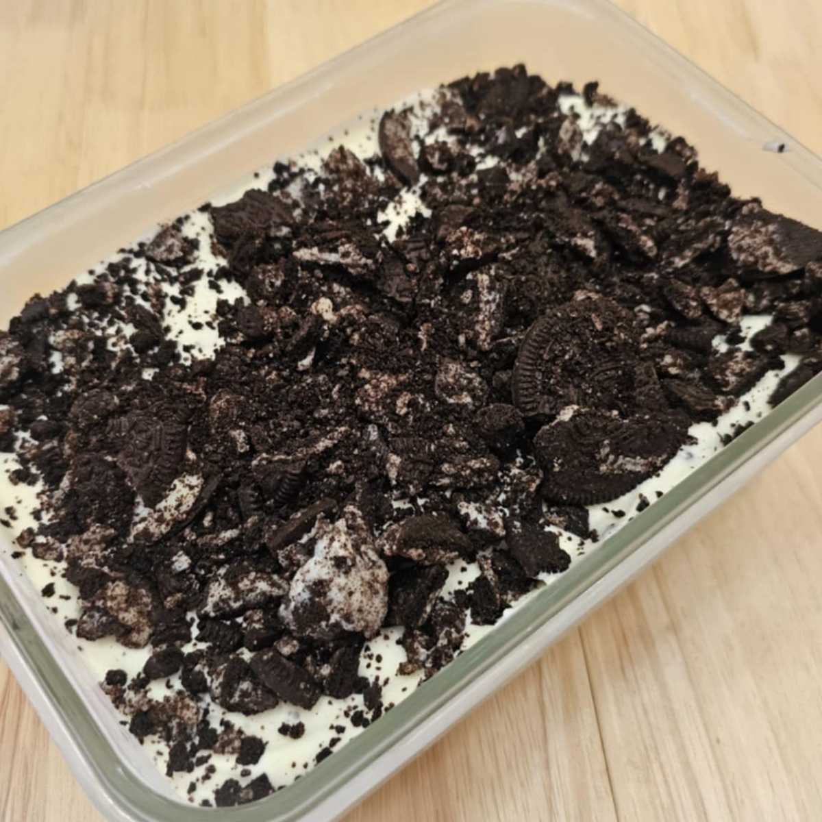 no churn oreo ice cream in a freezer safe container