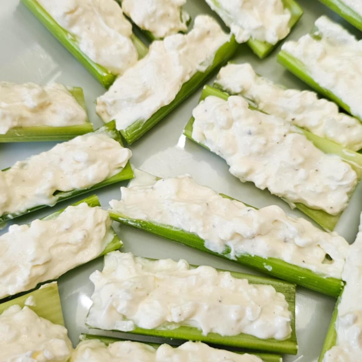 celery stuffed with cream cheese and cottage cheese