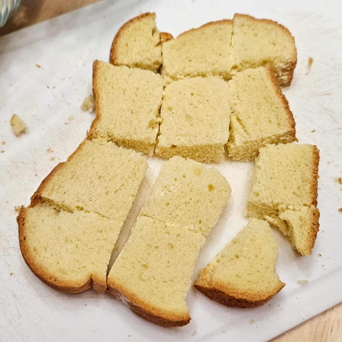 bread sliced into large cubes