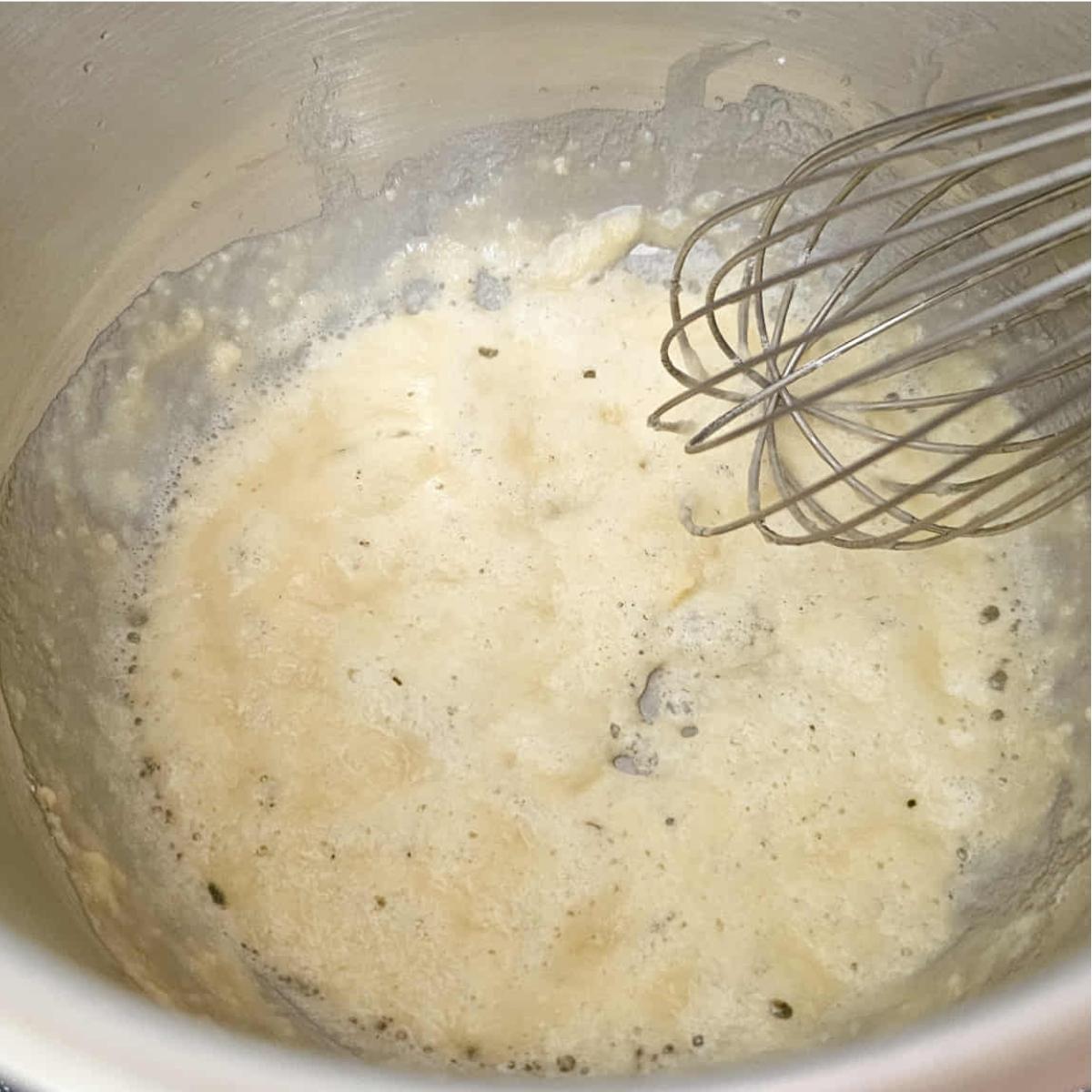 flour and butter in a small pot boiling for 1 minute