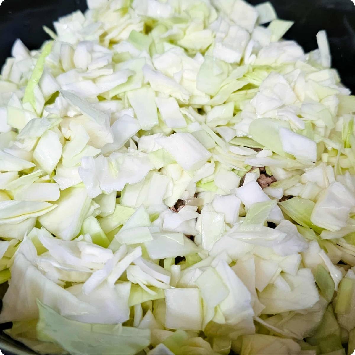 chopped cabbage added to the crock pot